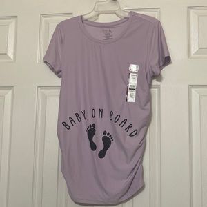 Time and Tru maternity short sleeve fitted graphic shirt; size: Small(4-6)